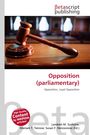 Titel: "Opposition (parliamentary)". Ein Richterhammer steht auf einem Tisch.