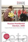 „Russian Presidential Election, 2000“, Frau mit Blumenstrauß, Lenin-Statue, rote Fahnen, Menschenmenge.