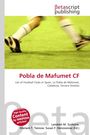 „Pobla de Mafumet CF“ steht groß geschrieben. Darunter: „List of Football Clubs in Spain...“. Zwei Beine in Fußballtrikots.
