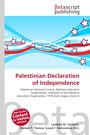 "Palestinian Declaration of Independence. Illustration mit blauen und roten Wellen und weißen Sternen. Betascript Publishing."