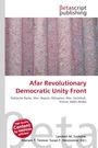 "Afar Revolutionary Democratic Unity Front" steht in Rot, darunter Orte in schwarz. Ein Logo und ein Zementmuster sind sichtbar.