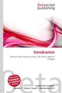 "Vendramin" in Rot, darunter Details in Schwarz. Dynamische pinke und weiße abstrakte Linien.