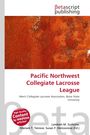 "Pacific Northwest Collegiate Lacrosse League" in roter Schrift, rauer orangebrauner Hintergrund und Verlagslogo oben.