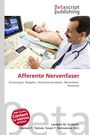 "Afferente Nervenfaser" in roter Schrift, Bild eines Arztes mit Ultraschallgerät und liegendem Patienten.