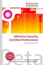 Text: "Offensive Security Certified Professional: Ethical Hacking, Hacker." Rotes und orangefarbenes abstraktes Design.