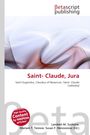 "Saint-Claude, Jura" in roter Schrift. Abstrakte, verschwommene farbige Linien im Hintergrund.