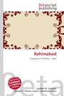 "Rahimabad: Geography of Pakistan, - Abad" zentral, mit rotem, floralem Randmuster oben und links unten.