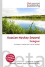 "Russian Hockey Second League", "Ice Hockey, Channel One Cup". Logo oben, Flusslandschaft mit Bäumen im Hintergrund.