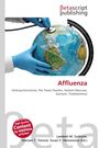 "Affluenza", darüber Betascript Publishing Logo; eine Hand mit Handschuhen untersucht einen Globus mit einem Stethoskop.