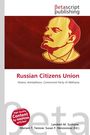 Text: "Russian Citizens Union" und "Content by WIKIPEDIA articles!". Illustration: Profil eines Mannes in Gelb auf rotem Hintergrund.