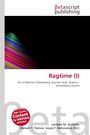„Ragtime (I)“ steht in roter Schrift. Buntes Streifenmuster auf schwarzem Hintergrund oben links.
