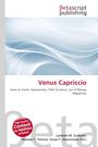 "Venus Capriccio", Namen und Begriffe, wellenförmige blaue Illustration, Verlagslogo, runde rote Plakette mit Text.