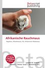 Afrikanische Rauchmaus, Nagetiere, Altweltmäuse, Fell, Afrikanische Waldmäuse. Logo oben, Hand hält kleine Maus.