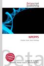 "NPEPPS: Enzyme, Gene, Gene Ontology. Blaues DNA-Strang auf schwarzem Hintergrund. Logo: Betascript Publishing."