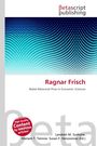 "Ragnar Frisch: Nobel Memorial Prize in Economic Sciences." Oben ein blaues, kariertes Muster, unten graue und rote Texte.