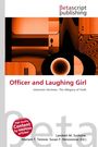 "Betascript Publishing", "Officer and Laughing Girl". Orange abstraktes Muster, rote und schwarze Textboxen.