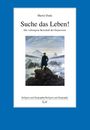 "Suche das Leben! Die verborgene Botschaft der Depression" von Martin Duda. Ein Mann steht auf Felsen mit Nebellandschaft.