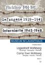 Text: "Flüchtlinge 1914-1917", "Gefangene 1939-1945", "Internierte 1945-1948", über Stacheldraht. Museumstitel und Autorenname unten.