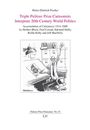 Text: Heinz-Dietrich Fischer, Triple Pulitzer Prize Cartoonists Interprete 20th Century World Politics, LIT. Illustration: Ein lachender Mann sitzt an einem Schreibtisch und hebt den Arm.