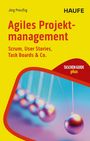 "Agiles Projektmanagement: Scrum, User Stories, Task Boards & Co." In der Mitte schwingende Kugeln, rote Umrandung.