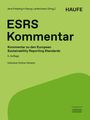 Titel: ESRS Kommentar. Details zur 4. Auflage und Online-Version. Herausgeber: Jens Freiberg, Georg Lanfermann. Verlage: Haufe, Schäffer-Poeschel. grüner Hintergrund.