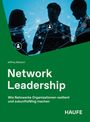 "Network Leadership" von Jeffrey Beeson; Silhouetten auf grünem Hintergrund, verbunden durch Netzwerk-Icons.