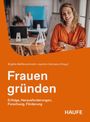 "Frauen gründen" - Buchcover mit lächelnder Frau in orange vor einem Büro, Text links unten.