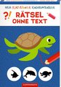 "Rätsel ohne Text" steht in großen Buchstaben, darüber "Mein kunterbunter Kindergartenblock". Eine grüne Schildkröte.