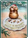 Text: "Lassen Sie Ihr Gebäck nicht unbeaufsichtigt! Heitere Weihnachtsgeschichten."  
Illustration: Ein Hamster mit Weihnachtsmütze auf leerem Keksteller.