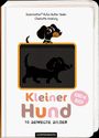 Texte: "Kleiner Hund", "Kino im Buch", "10 bewegte Bilder". Illustration eines Hundes über einem beweglichen Bild.