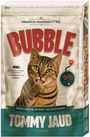 "Premium Romanfutter", "Bubble", "Ohne: Künstliche Dramen, Langeweile, Hund". Katze mit herausgestreckter Zunge.