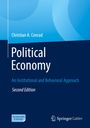 "Political Economy: An Institutional and Behavioral Approach, Second Edition" von Christian A. Conrad. Blaue Abstufungen. Springer-Logo.