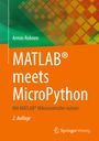 "MATLAB meets MicroPython", "Mit MATLAB Mikrocontroller nutzen", "2. Auflage"; geometrisches, buntes Muster.