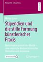 Titel: "Stipendien und die stille Formung künstlerischer Praxis"; Autor: Philine Griem. Farblich lila und türkis.