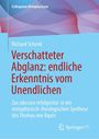 Blauer Hintergrund mit wellenförmigen, farbigen Mustern. Text: "Verschatteter Abglanz: endliche Erkenntnis vom Unendlichen."