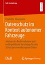 Text: "Datenschutz im Kontext autonomer Fahrzeuge". Darstellung auf orangem Hintergrund mit Verlagslogos unten.