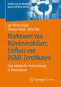 Marktwert von Büroimmobilien: Einfluss von DGNB-Zertifikaten. Illustration eines Gebäudekomplexes oben.