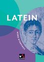 Text: "LATEIN, VOKABELN ÜBEN". Illustration einer antiken Büste auf blauem und violettem Hintergrund.