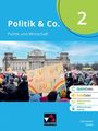 „Politik & Co. 2“, „Politik und Wirtschaft“. Eine Demonstration mit einem Schild „Deutschland bleibt bunt!“ vor dem Reichstag.