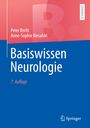 „Basiswissen Neurologie, 7. Auflage. Peter Berlit, Anne-Sophie Biesalski. Lehrbuch.“ Abstrakter Hintergrund in Rot und Blau.