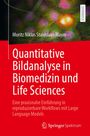 Text: "Quantitative Bildanalyse in Biomedizin und Life Sciences" ist groß auf rotem Hintergrund. Oben bunte Zellstruktur.