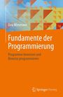 Text: "Fundamente der Programmierung. Programme beweisen und Beweise programmieren." Orange Hintergrund, geometrische Muster.
