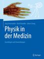 „Physik in der Medizin“ von Jürg Osterwalder. Illustration einer Hand mit Adern und physikalischen Symbolen.