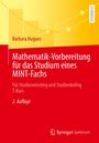 Mathematik-Vorbereitung für das Studium, 2. Auflage. Rote und gelbe Buchgestaltung mit geometrischen Formen.
