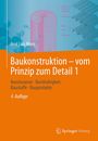„Baukonstruktion – vom Prinzip zum Detail 1“. Titelbild mit Molekülstrukturen und Holzquerschnitten.