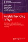 Oben: "Harald Steber, Hannah Konder, Phillipp Kern, Andreas Weckwert". Mittig: "Kunststoffrecycling in Togo". Unten: "Springer Spektrum". Rote und violette Abschnitte, abstrakte Linien.