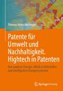 Text: "Patente für Umwelt und Nachhaltigkeit. Hightech in Patenten." Illustration mit bunten geometrischen Formen.