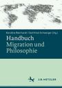"Handbuch Migration und Philosophie" von Karoline Reinhardt und Gottfried Schweiger. Illustration: Menschen formen eine Weltkarte.