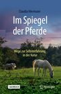 Buchtitel: "Im Spiegel der Pferde". Untertitel: "Wege zur Selbsterfahrung in der Natur". Zwei Pferde auf einer Wiese bei Sonnenuntergang.
