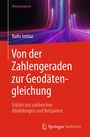 "Von der Zahlengeraden zur Geodätengleichung" in großer Schrift, hell auf rotem Hintergrund. Abstraktes Lichtmuster oben.